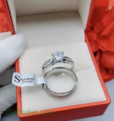 Luxury US Pure Steel Iron Wedding Engagement Ring